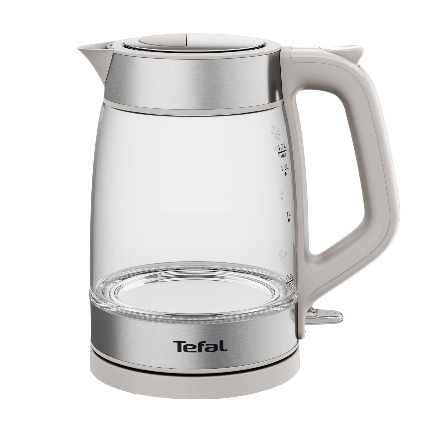 Електрочайник Tefal Glass Kettle біло-сріблястий, 1.7 л (KI605B30)